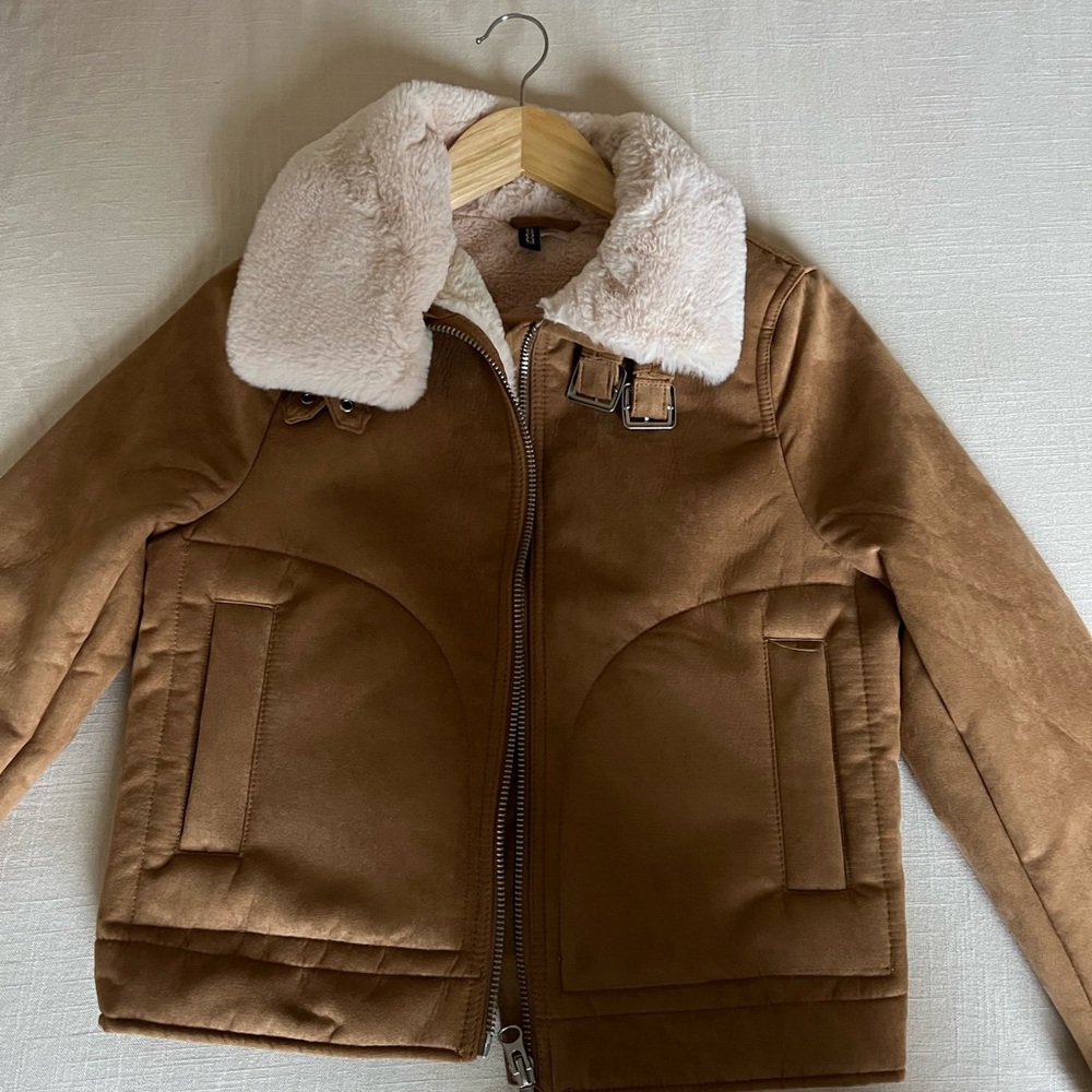 H&M tan shearling jacket (xs) - never worn